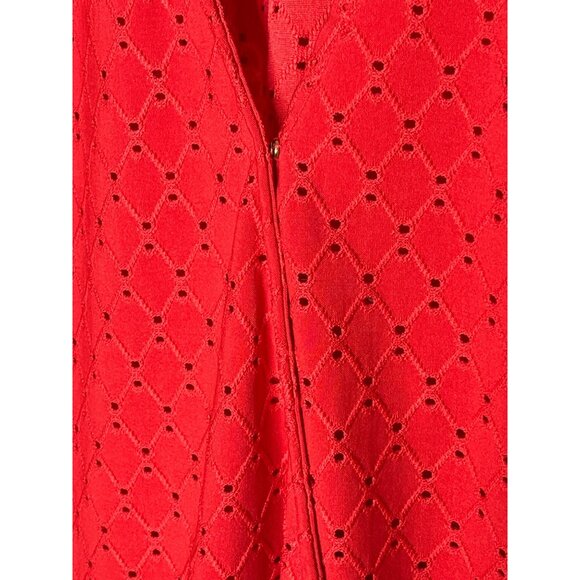 Michael Kors Eyelet Puff Sleeve Blouse S Orange V-Neck Short Sleeve Top - Picture 10 of 10